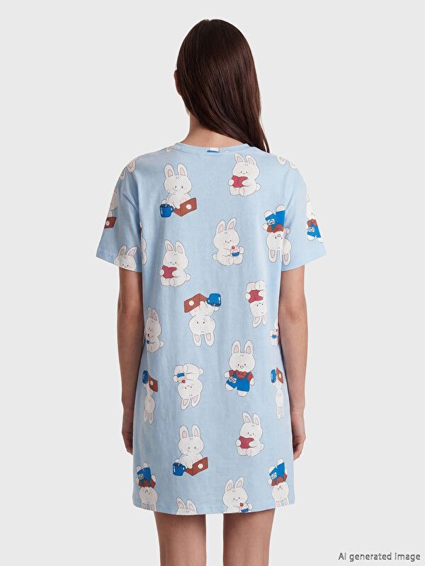 Moudda LC Waikiki - Chemise de nuit pour Femme couleur Bleu imprimé - Tunisie 4