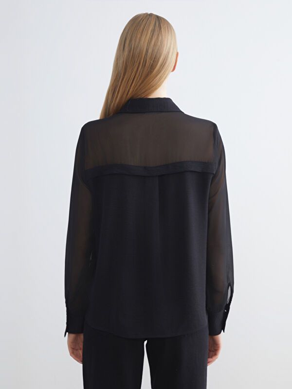 Moudda LC Waikiki - Chemise tissée manches longues Femme Noir - Tunisie 4