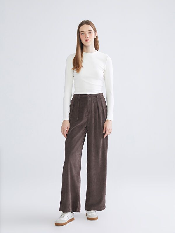 Moudda LC Waikiki - Pantalon tissé moyen Femme Brun - Tunisie 1