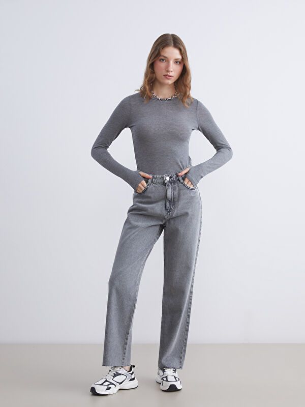 Moudda LC Waikiki - Body en jersey manches longues Femme Anthracite mlg - Tunisie 2