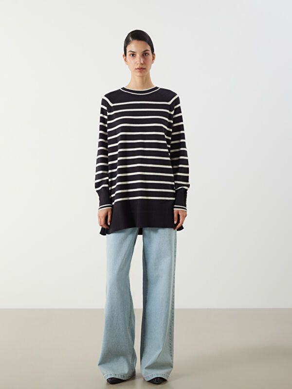 Moudda LC Waikiki - Tunique en tricot Femme Rayures noires - Tunisie 2