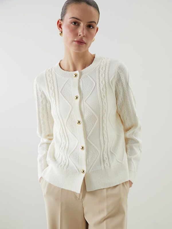 Moudda LC Waikiki - Cardigan tricot épais Femme Ecru - Tunisie 1