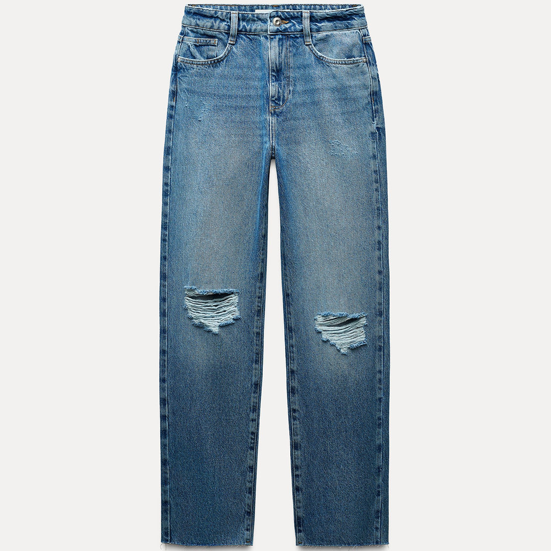 Moudda ZARA - Denim - Taille Haute & Effet Déchiré - Tunisie 1