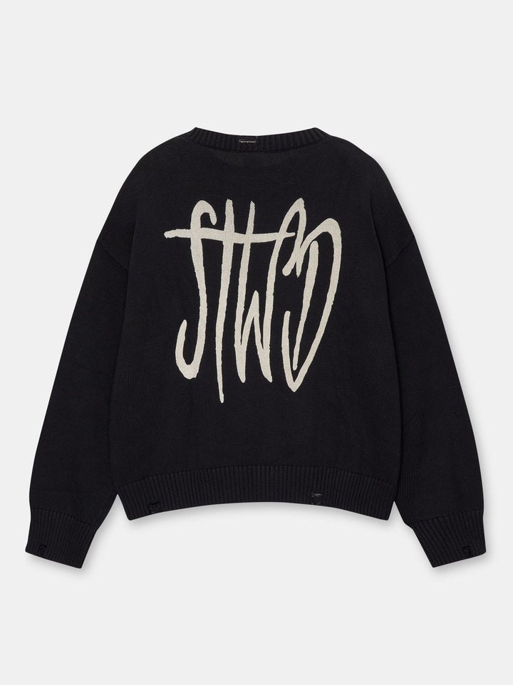 Moudda PULL & BEAR - Pull Manches Longues STWD Déchiré et Imprimé - Tunisie 4