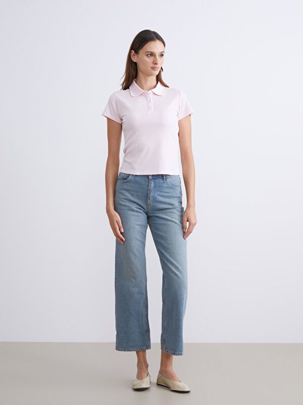 Moudda LC Waikiki - Pantalon jean tissé basique Femme Indigo teinte moyenne - Tunisie 1