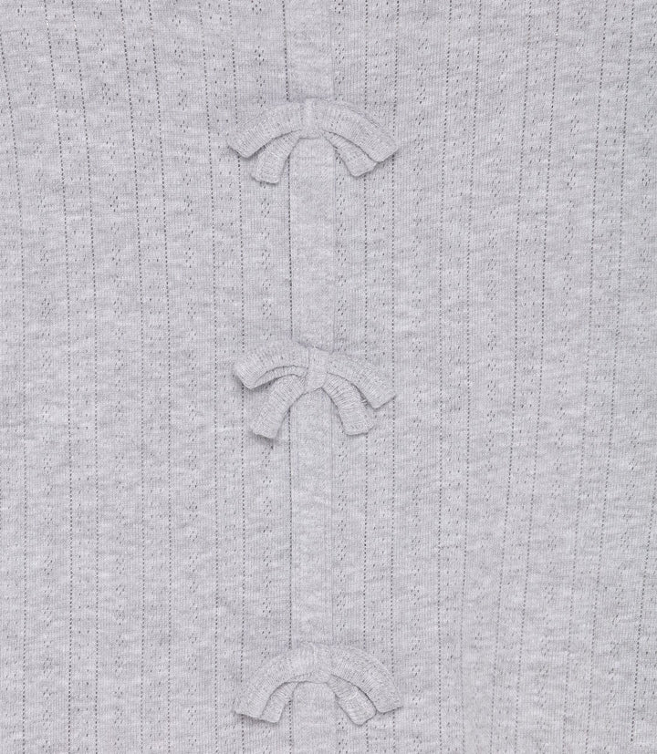 Moudda Lefties - T-Shirt Côtes Pointelle - Nœuds Mars Fille (Gris Moyen) - Tunisie 4