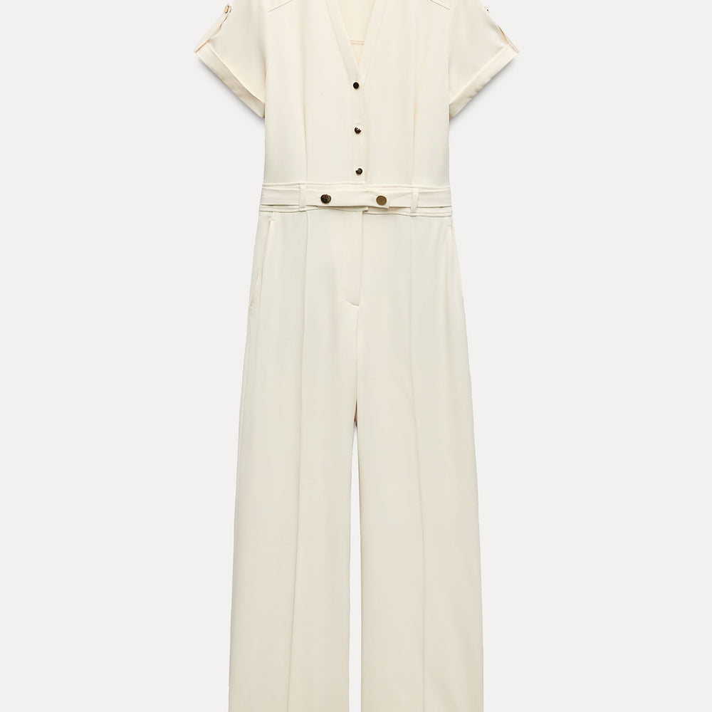 Moudda ZARA - Combinaison longue en crêpe pli creux boutons-pression dorés - Tunisie 2