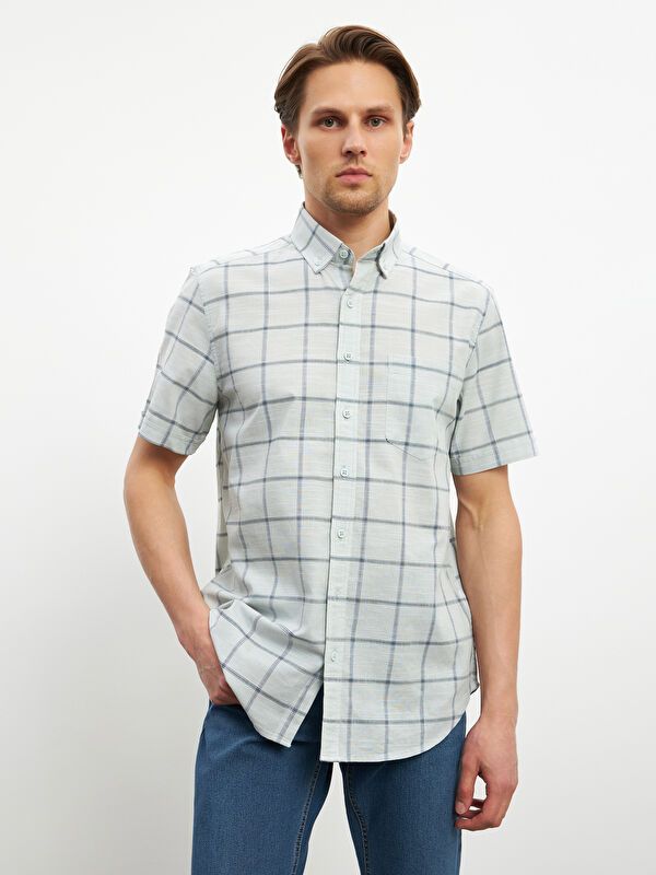 Moudda LC Waikiki - Chemise à carreaux manches courtes en tissu tissé pour Homme - Tunisie 1