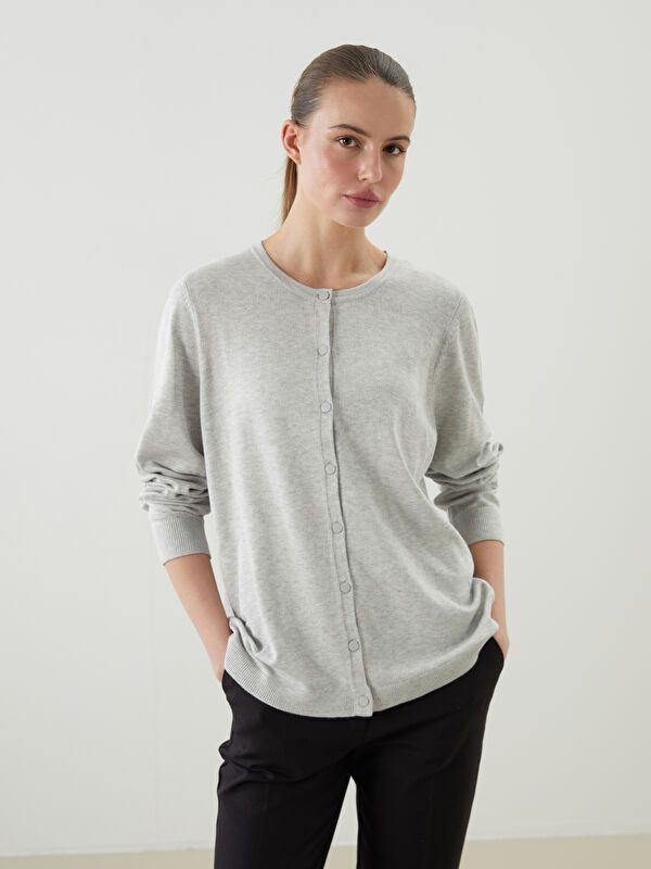 Moudda LC Waikiki - Cardigan fin en tricot Femme Mélange gris clair - Tunisie 1