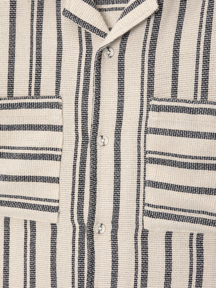 Moudda PULL & BEAR - Chemise Demi-Manches Rayures Molleton Écru Twin Set - Tunisie 1