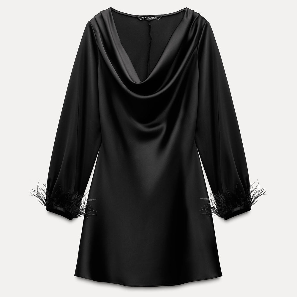 Moudda ZARA - Robe courte satinée dos nu détail plumes - Tunisie 2