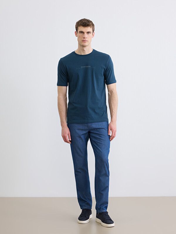 Moudda LC Waikiki - T-shirt imprimé manches courtes en jersey pour Homme couleur Bleu pétrol - Tunisie 2