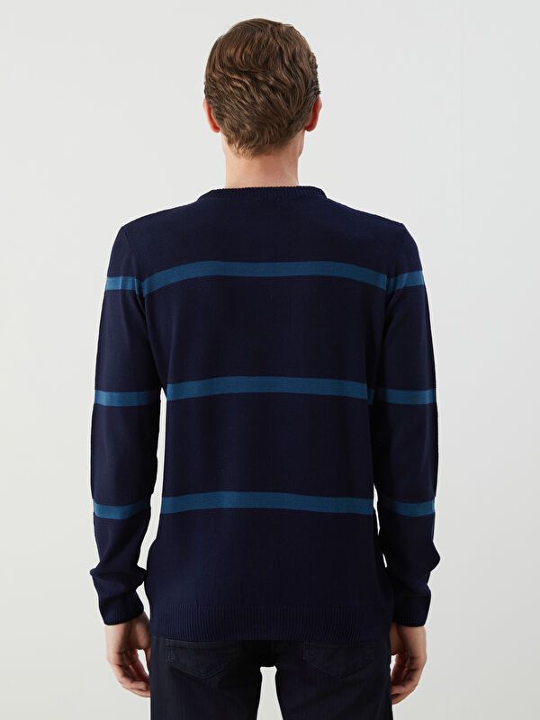 Moudda LC Waikiki - Pull rayé en tricot Homme Marine - Tunisie 4