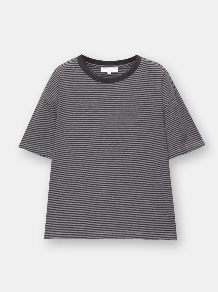 Moudda PULL & BEAR - T-Shirt Pacific Rayures Demi-Manches Gris - Tunisie 1