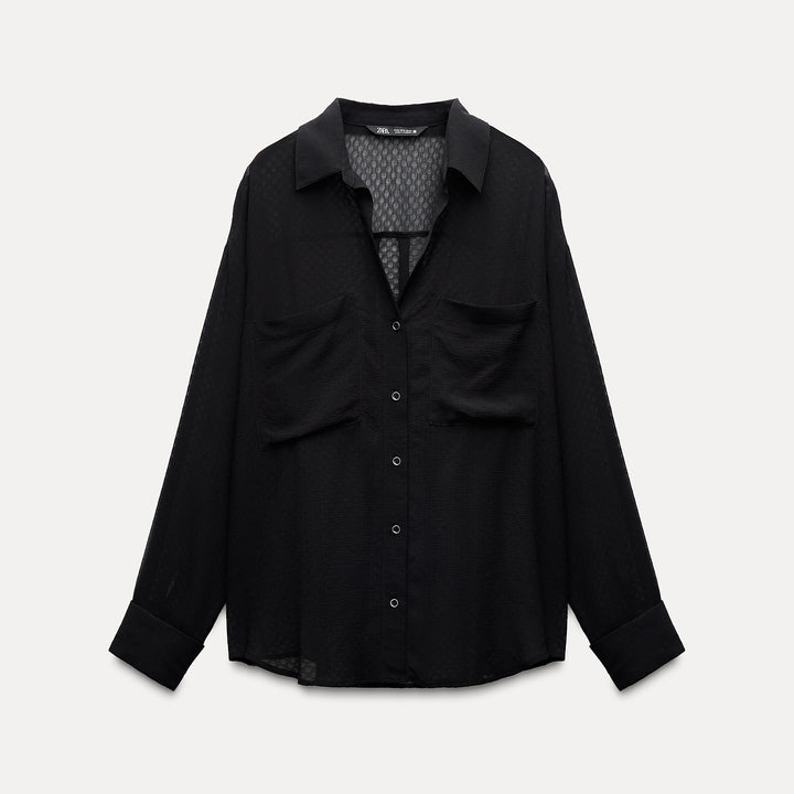 Moudda ZARA - Chemise à pois dévoré manches longues poches devant - Tunisie 1