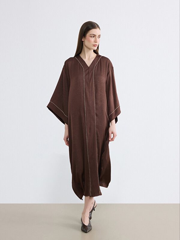 Moudda LC Waikiki - Robe manches longues en tissu pour Femme couleur Marron - Tunisie 2