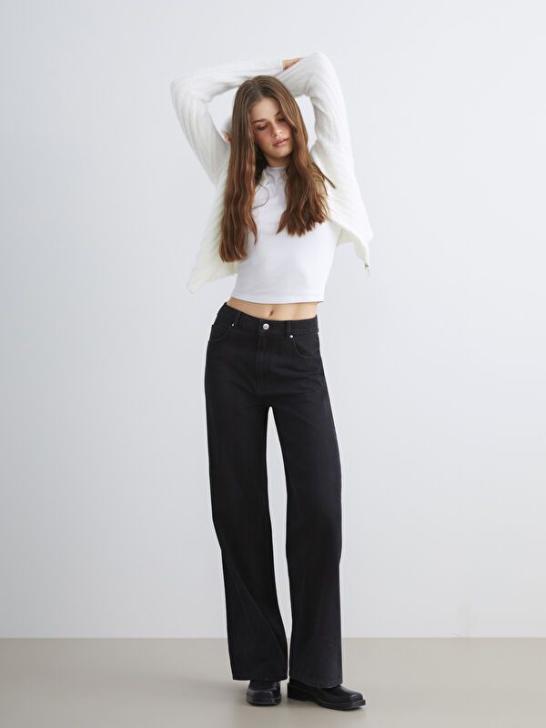 Moudda LC Waikiki - Pantalon tissé en denim Femme Noir - Tunisie 1