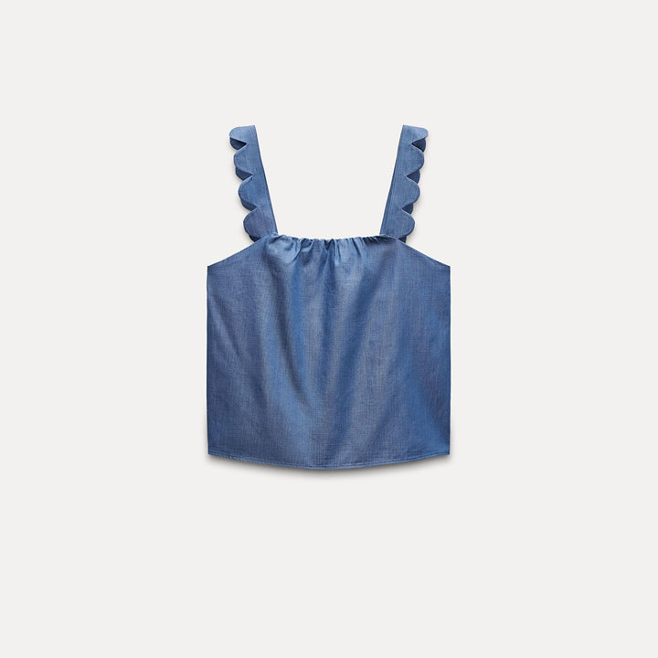 Moudda ZARA - Top volants fines bretelles ourlet festonné - Tunisie 1