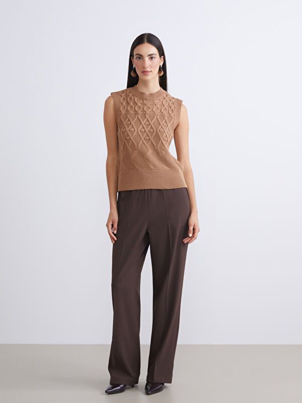 Moudda LC Waikiki - Pantalon tissé moyen Femme Brun chocolat - Tunisie 1