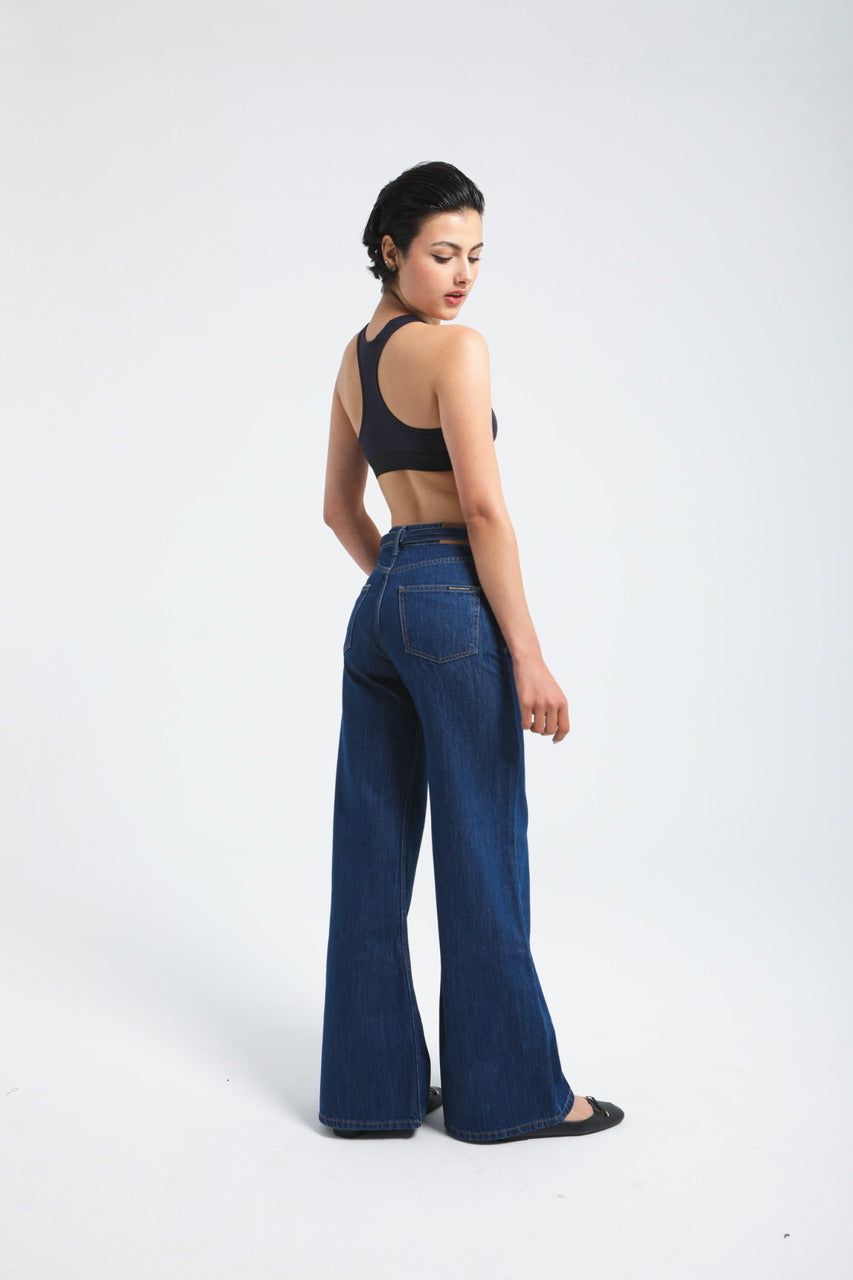 Moudda Billiorich - Pantalon large en denim avec ceinture à la taille - 3