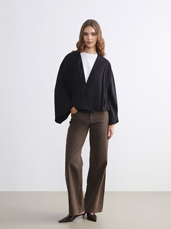 Moudda LC Waikiki - Tunique tissée manches longues Femme Noir - Tunisie 2