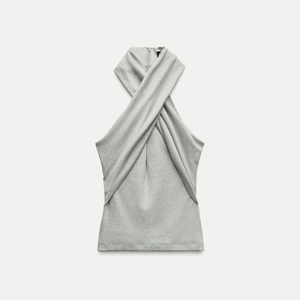 Moudda ZARA - Top maille lurex manches courtes croisé - Tunisie 2