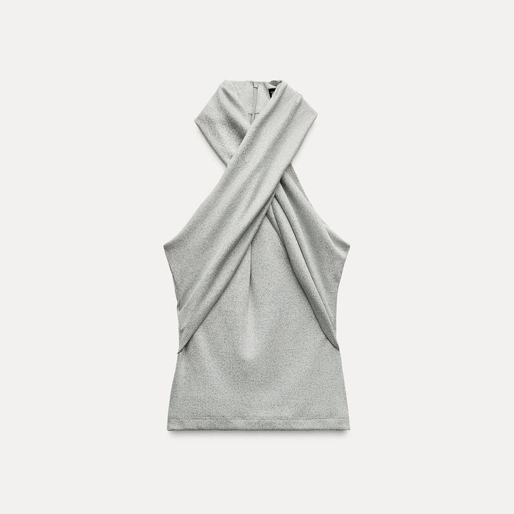 Moudda ZARA - Top maille lurex manches courtes croisé - Tunisie 2