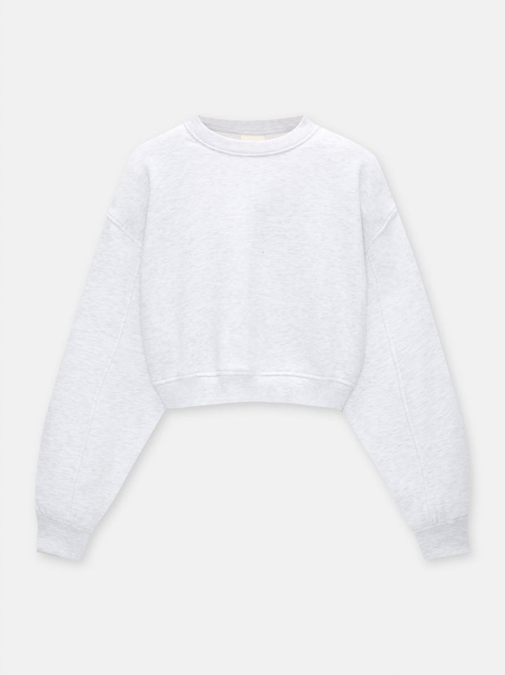 Moudda PULL & BEAR - Sweat Basique Crop Col Rond Fleece Gris Clair - Tunisie 1