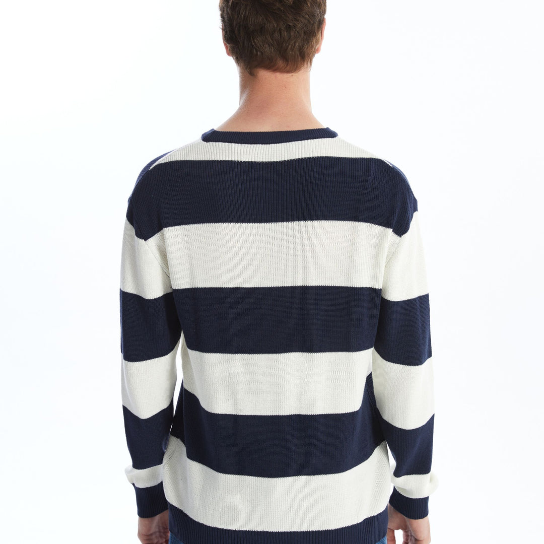 Moudda LC Waikiki - Pull rayé en tricot Homme Indigo - Tunisie 4