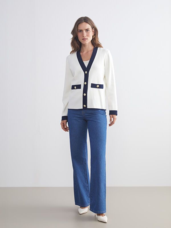 Moudda LC Waikiki - Cardigan tricot moyen Femme Ecru - Tunisie 2