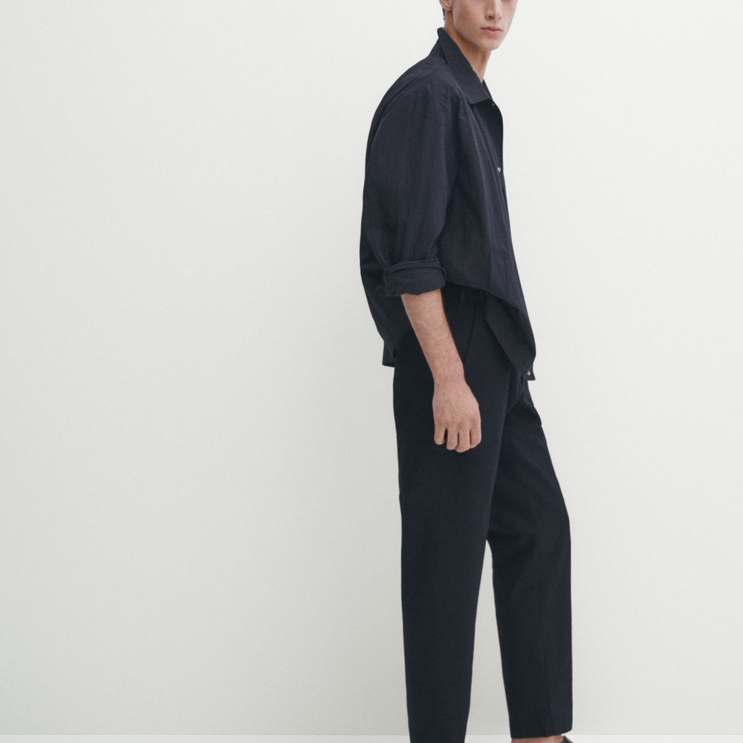 Moudda Massimo Dutti - Pantalon coton/lin détail poche coupe slim - Tunisie 3