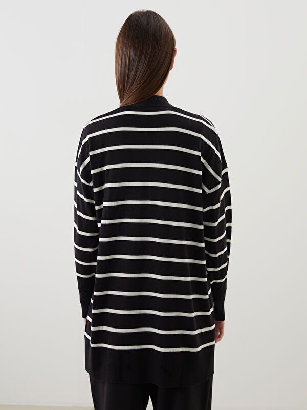 Moudda LC Waikiki - Cardigan en tricot Femme Rayures noires - Tunisie 4