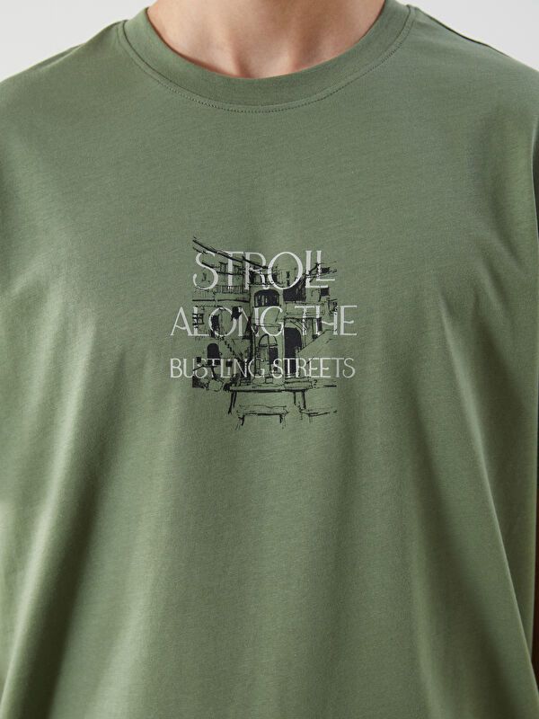 Moudda LC Waikiki - T-shirt imprimé en jersey manches courtes Homme Vert - Tunisie 3