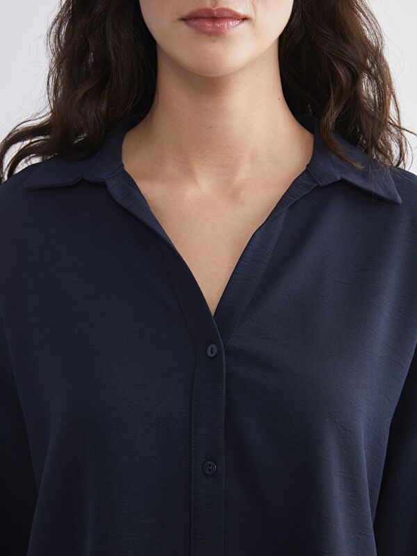 Moudda LC Waikiki - Chemise tissée manches longues Femme Marine - Tunisie 3