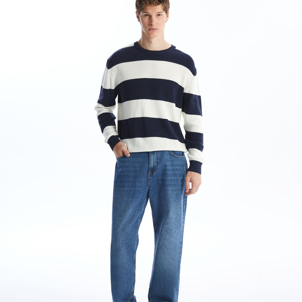 Moudda LC Waikiki - Pull rayé en tricot Homme Indigo - Tunisie 2