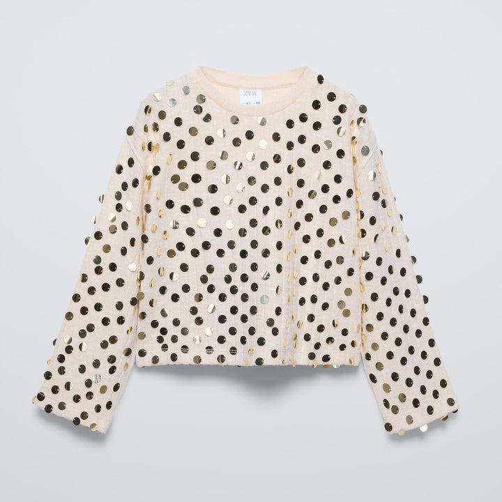 Moudda ZARA - Haut fille hiver pailleté, coloris sable - Tunisie 2