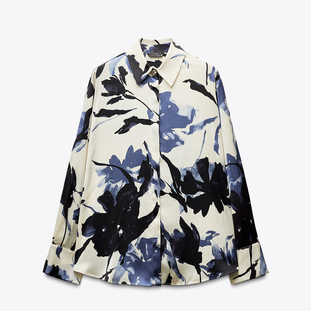 Moudda ZARA - Chemise Satin - Imprimé & Bouton Doré Caché - Tunisie 1