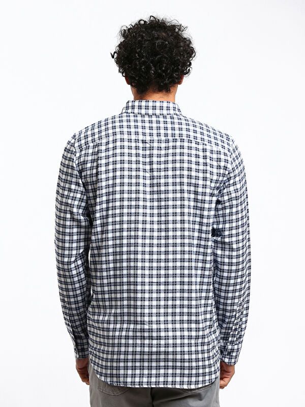 Moudda LC Waikiki - Chemise à carreaux manches longues en tissu couleur Bleu indigo à carreaux pour hommes - Tunisie 5