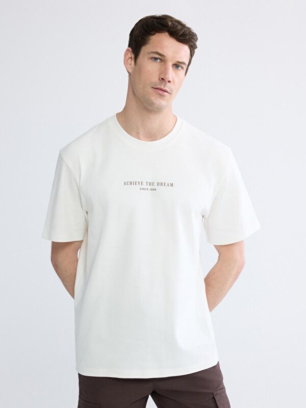 Moudda LC Waikiki - T-shirt imprimé manches courtes en jersey pour Homme couleur Écru - Tunisie 1