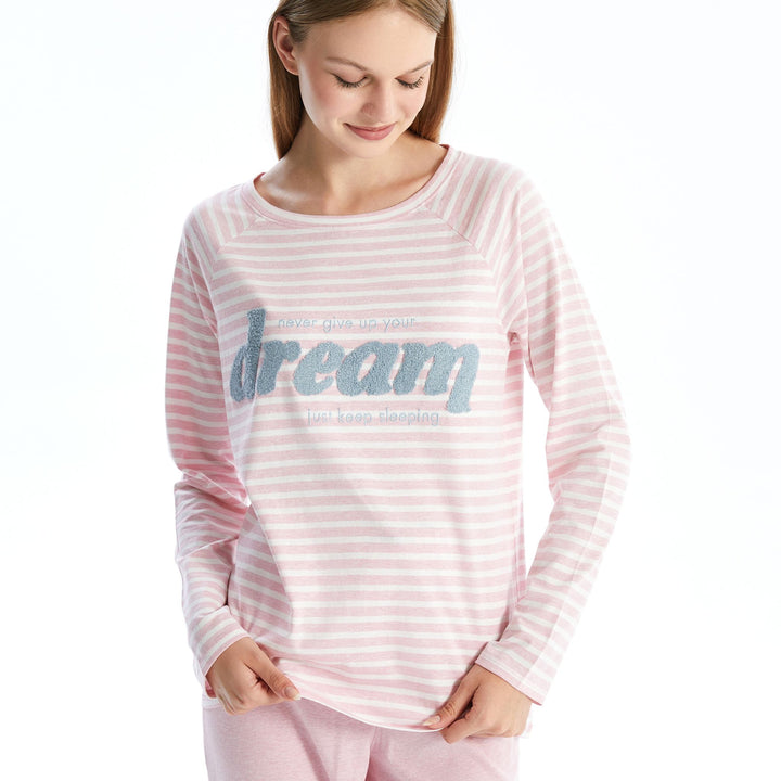 Moudda LC Waikiki - Pyjama en jersey manches longues Femme Mélange rose - Tunisie 1