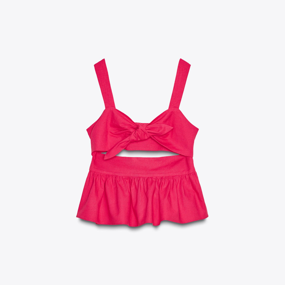 Moudda ZARA - Top Peplum - Nœud & Lin Stretch - Tunisie 1