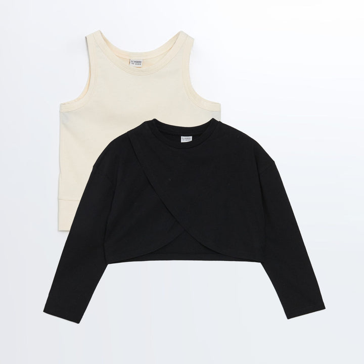 Moudda LC Waikiki - Body en jersey manches longues Fille Noir - Tunisie 1