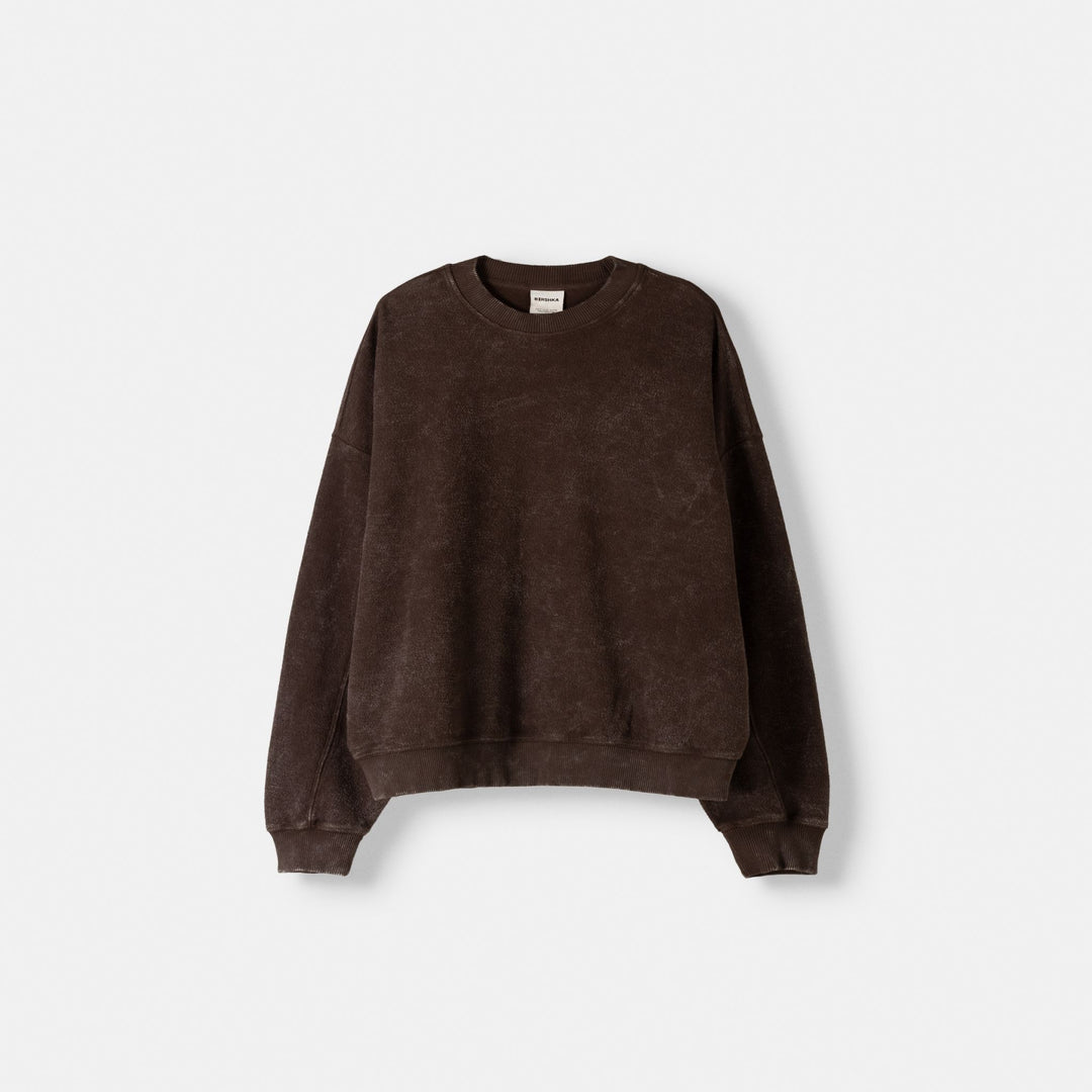 Moudda BERSHKA - Sweat Col Rond Effet Envers Délavé - Tunisie 1