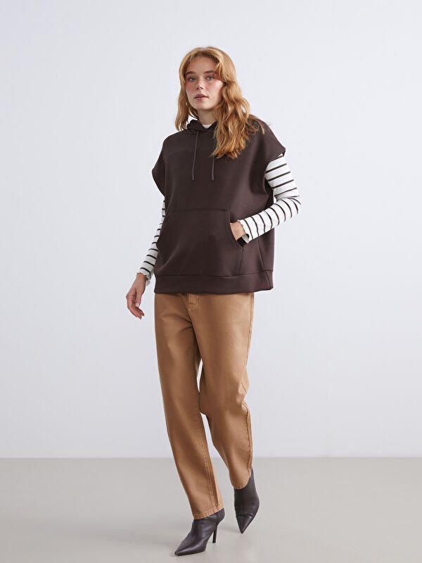 Moudda LC Waikiki - Tunique jersey manches courtes Femme Brun - Tunisie 2