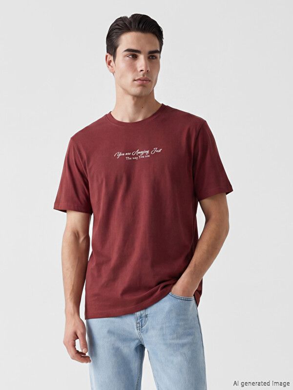 Moudda LC Waikiki - T-shirt imprimé manches courtes en jersey pour Homme couleur Rouge terne - Tunisie 1