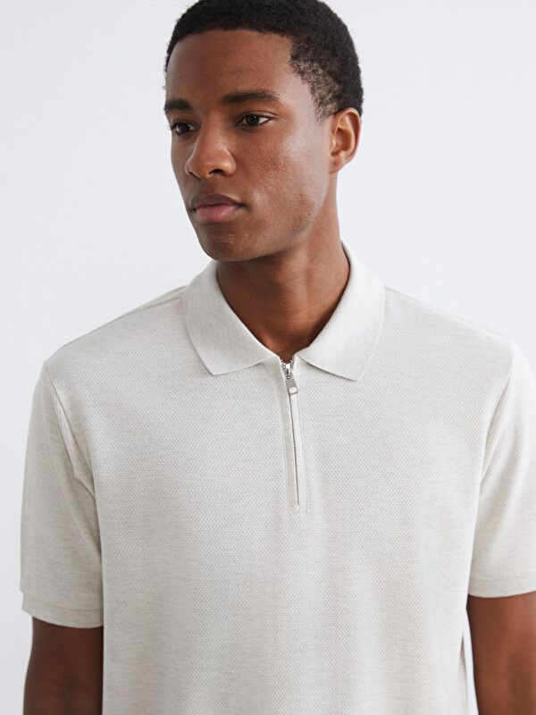 Moudda LC Waikiki - T-shirt col polo manches courtes en jersey pour Homme couleur Beige mélangé - Tunisie 3