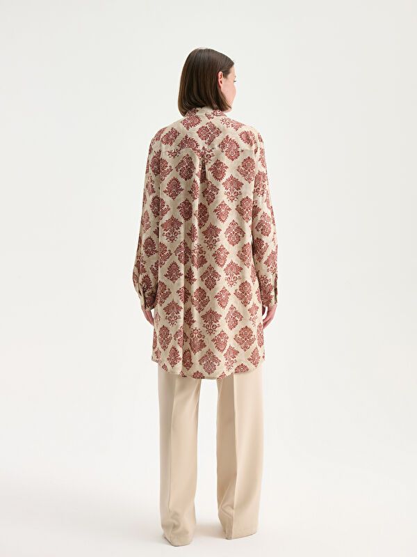 Moudda LC Waikiki - Tunique tissée imprimée manches longues Femme Imprimés bordeaux - Tunisie 4