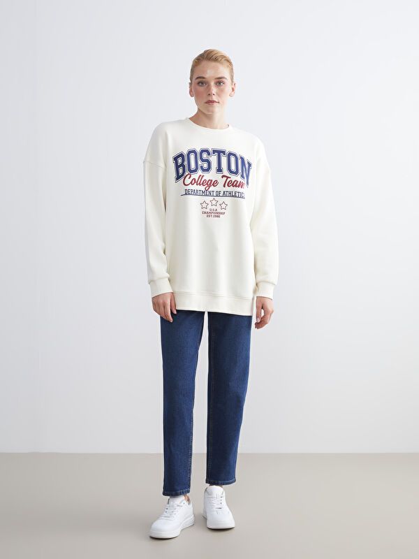 Moudda LC Waikiki - Tunique en jersey manches longues Femme Crème - Tunisie 2