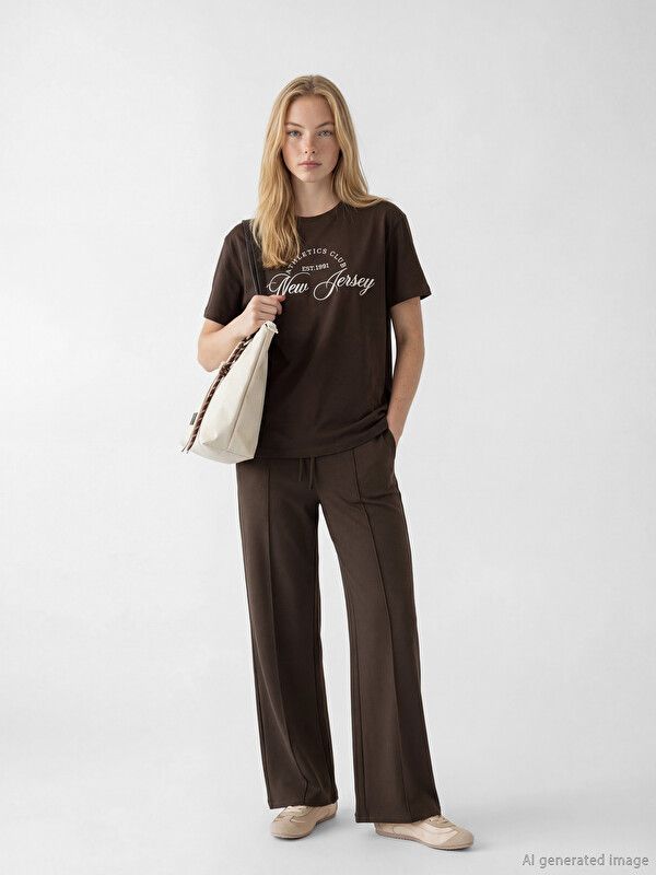 Moudda LC Waikiki - Body imprimé manches courtes en jersey pour Femme couleur Marron - Tunisie 2