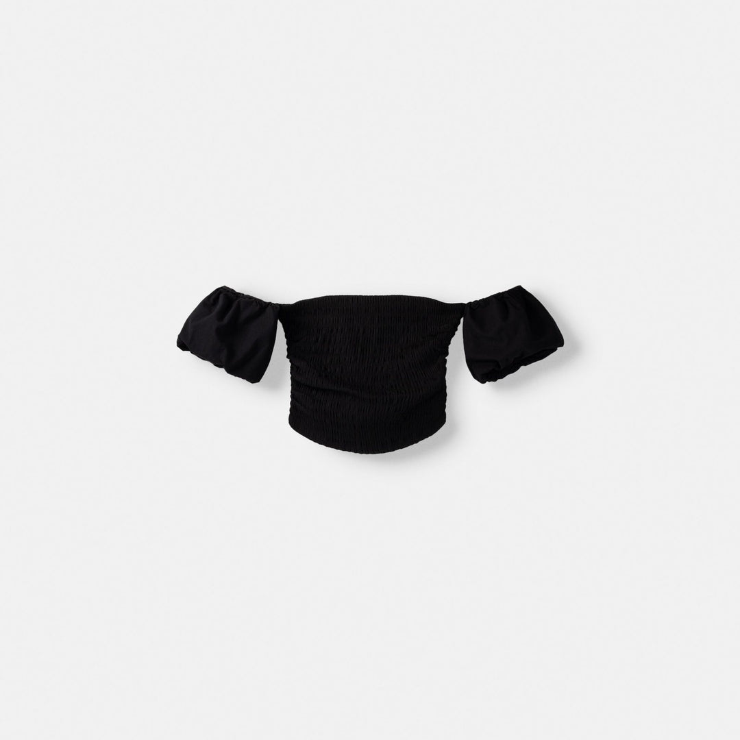 Moudda BERSHKA - Top en Chenille Manches Popeline - Tunisie 1